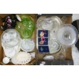 A mixed collection of items to include, cut & pressed glassware, silver plated napkin rings,