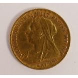 HALF sovereign gold coin Queen Victoria 1901