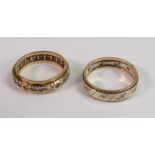 Two 9ct gold eternity rings, sizes L & M,6g. (2):