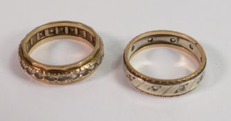 Two 9ct gold eternity rings, sizes L & M,6g. (2):