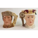 Royal Doulton Large two Sided Character jugs George III & George Washington D6749 & Crockett &