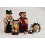 A collection of Royal Doulton toby and character jugs: including Churchill, Happy John, Falstaff,