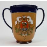 Doulton Lambeth two handled commemorative loving cup: H.R.H The Prince Of Wales, height 18cm.