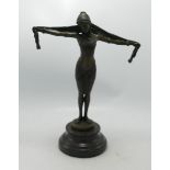 Reproduction Bronze figure of a lady signed Chiparus: Height 31cm