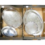 A collection of silver plates trays & platters(2 trays):