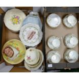 A collection of items to include floral decorated trio's, similar plates & bowl etc (2 trays)