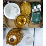 A mixed collection of items to include Mid Century Glass Ware, Large West German Biscuit Barrel ,