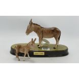 Beswick donkey Jenny's Baby: on ceramic base ( foal need regluing)