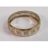 9ct white/yellow gold eternity ring M, size 2g:
