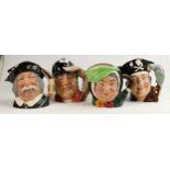 Royal Doulton Large Character Jugs to include Gone Away, Long John Silver, Sairey Gamp & Sancho