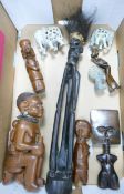 A group of African figures: together with oriental figurines (1 tray)