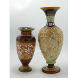 Doulton Lambeth & Royal Doulton Stoneware Vases: height of tallest 25cm(2)