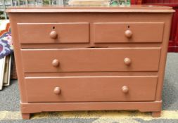 A Brown Painted Modern chest of 4 drawers 106cm Wide 80cm High