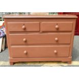 A Brown Painted Modern chest of 4 drawers 106cm Wide 80cm High