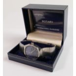 Rotary gentleman's steel wristwatch ad bracelet: quartz daydate, boxed with paperwork.