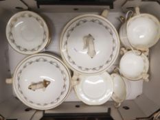 Louis XV Aynsley Tea ware including 2 Lidded Tureens 5 soup bowls, 6 saucers and 4 side plates.