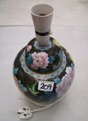 Oriental Cloisonné Ginger Jar on hardwood Stand - re fashioned as a table lamp