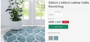 A brand new 'Unique Loom' branded rug: 245cm x 245cm Lattice Trellis Round Rug.