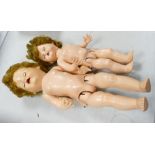 Two Vintage English Jointed Dolls, with sound boxes to rear, tallest 51cm(2)