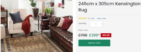 A brand new 'Unique Loom' branded rug: 245cm x 305cm Kensington Rug.
