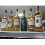 6 bottles of whiskey to include proper twelve, jacobite, claymore etc. All 70cl