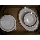 Wedgwood Chippendale Patterned Dinner ware to include 2 large oval platters, lidded tureen & 6