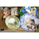 A mixed collection of items to include Royal Doulton Character jug, similar embossed water jug,
