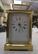 A French made Brass & Bevelled glass carriage Clock with Eleven Jewel Movement (No Key)
