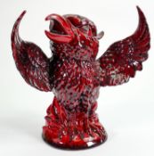 Peggy Davies Ruby Fusion Grotesque bird figure The Phoenix: Height 27cm