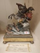 Capodimonte figure depicting Napoleon on Horseback, by Tyche Tosca on metal base with COA, slight