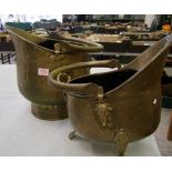 Two brass coal scuttles. Height of tallest 39cm