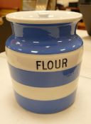 T.G. Green Cornish Ware Large Flour storage jar, height 19cm.