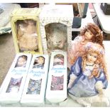 Three boxed porcelain dolls: together with similar dolls