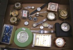 A collection of mantle clocks and wrist watches to include prseident, Europa , Circa etc