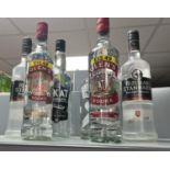 6 bottles of vodka to include Russian standard, glens, abolsut etc . All 70cl