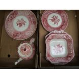 A collection of Spode Copeland 'Camilla' pattern items, gateau stand, teapot (chip to spout),