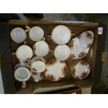 Royal Albert Old Country Rose patterned Tea and Dinner ware to include, Small Tea pot, 6 Trios, 2