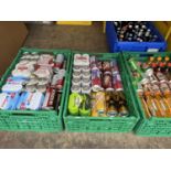 A quantity of soft drinks and ciders. 3 trays