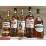 A quantity of spirits to include southern comfort, bacardi, three barrels and captain morgan