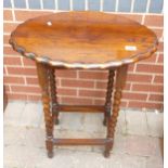 Oak Pie Crust Topped Table with turned legs, diameter at largest 59cm