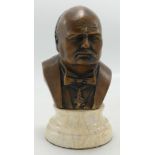 Bronze Bust of Winston Churchill on Marble Plinth, height 15cm