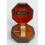 Ladies Bulova 1970s gold plated wristwatch: in ticking order, in original box.