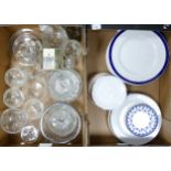 A mixed collection of items to include glassware, dinner plates etc (2 trays)