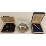 Gentleman's collection of items, including Montine automatic day date steel wristwatch, Wedgwood