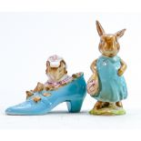 Beswick Beatrix Potter BP2 figures Mrs Flopsy Bunny & The Old Woman who Lived in a Shoe (2):