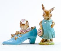 Beswick Beatrix Potter BP2 figures Mrs Flopsy Bunny & The Old Woman who Lived in a Shoe (2):