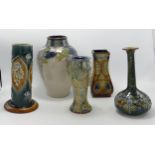 Royal Doulton Lambeth Style Stoneware Vases , height of tallest 19cm(5)