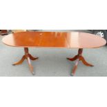 Regency style dining table. Comprises 2 tilt top table ends & centre leaf