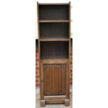Oak linenfold carved bookcase cabinet