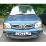 2002 Nissan Micra Vive car, 998cc DY02LJC not starting, been stood for over 12 months, 27,835
